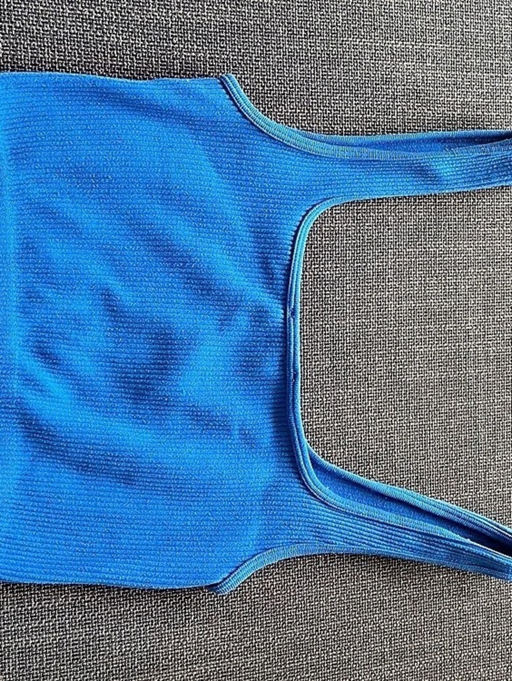 Zara Ribbed Seamless Crop Top Blue Tank Top